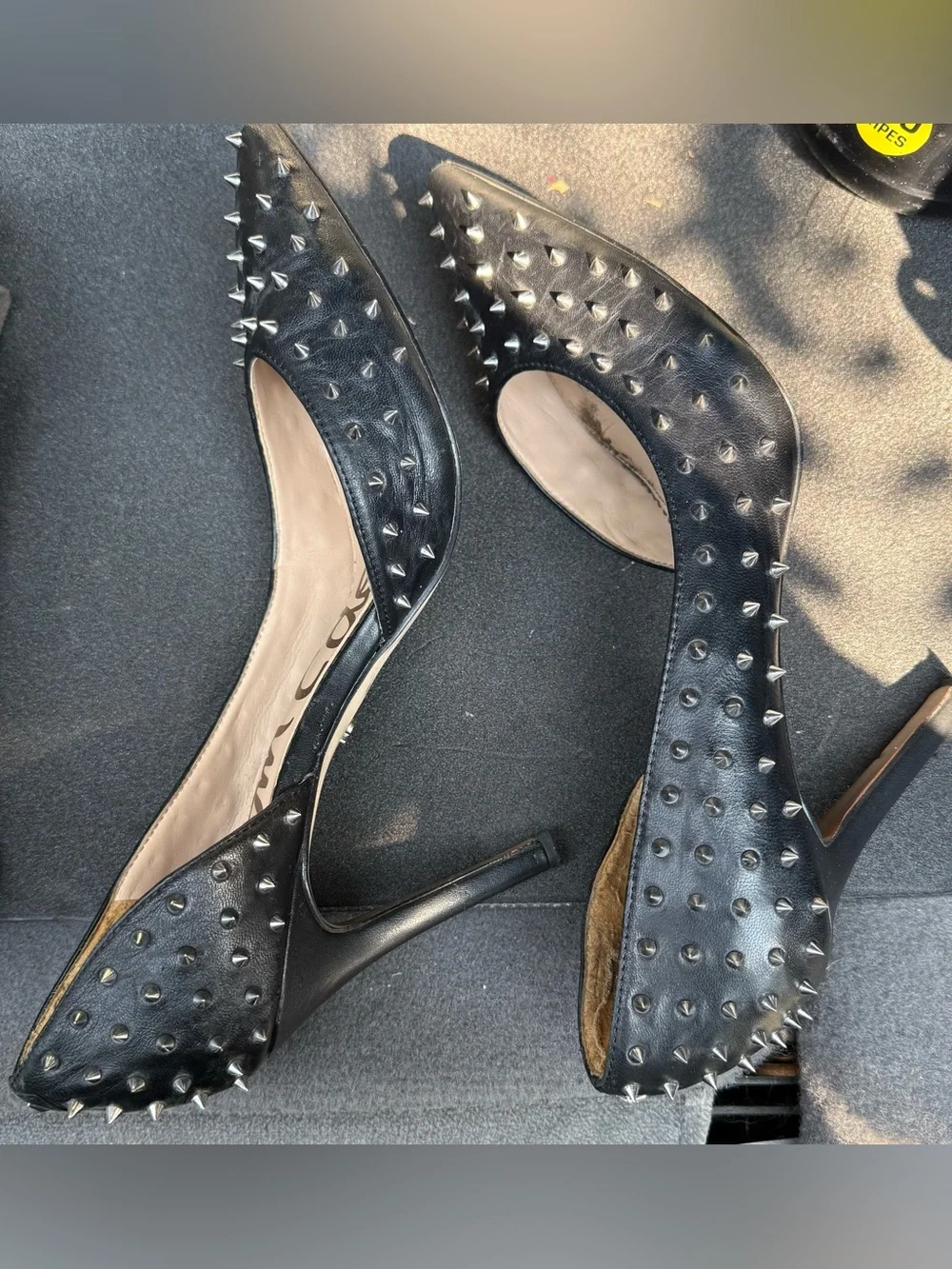 $149 Sam Edelman Haddlee d’orsay stud heel shoes 10 punk pump leather black